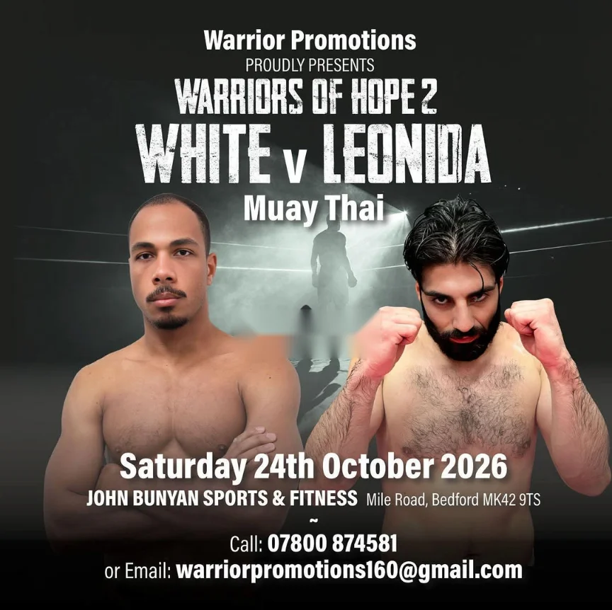 Warriors of Hope 2 poster: White v Leonida, Muay Thai